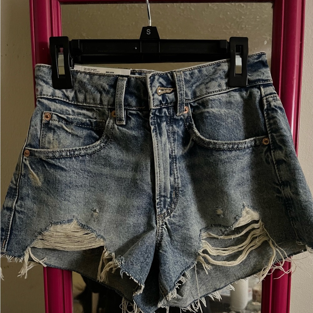 Garage Blue Distressed Jean Shorts